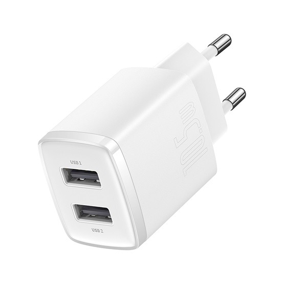 Baseus Compact hálózati töltő 10.5W, 2×USB Type-A, fehér - Image 2