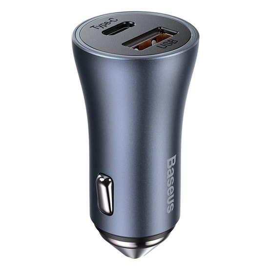 Baseus Golden Contactor Pro autós gyorstöltő 40W, USB Type-A + USB Type-C, szürke
