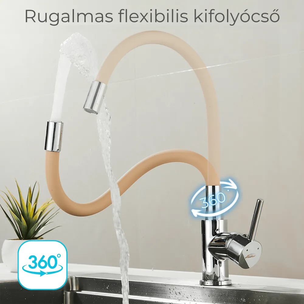Corin álló mosogató csaptelep flexibilis kifolyócsővel bézs - Image 2