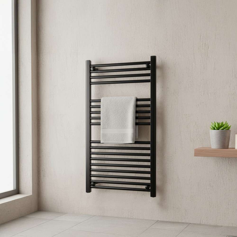 Egyenes törölközőszárító radiátor 1000x500 mm fekete - Image 2