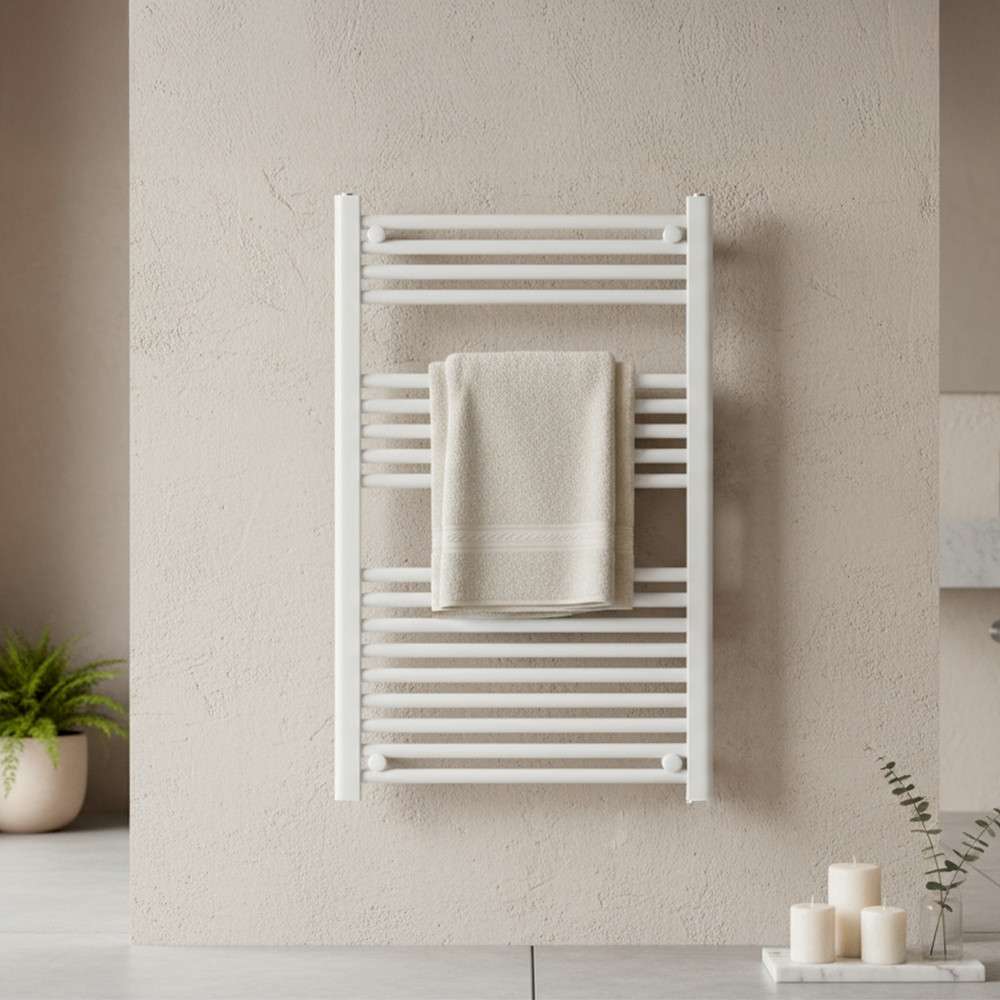 Egyenes törölközőszárító radiátor 1000x600 mm fehér - Image 2