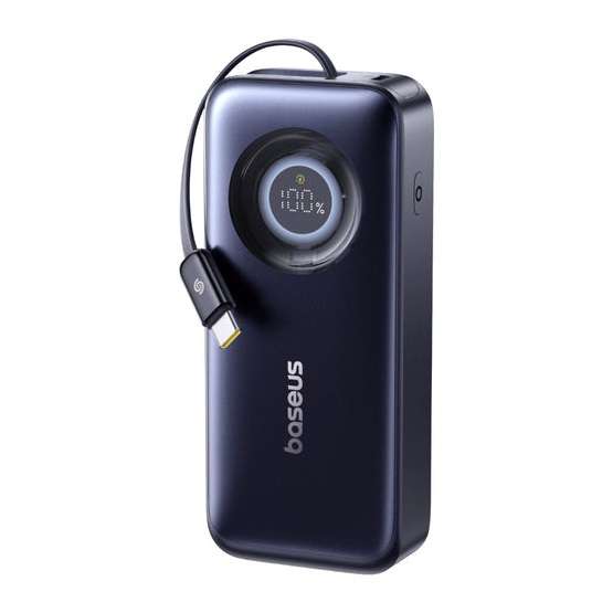Baseus EnerCore CR11 gyorstöltő powerbank 20000mAh, 67W, beépített USB Type-C automata behúzós kábel, fekete - Image 2