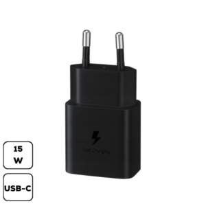 Samsung hálózati adapter, 15W PD Type-C, Fekete
