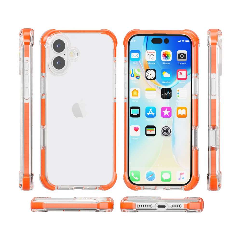 iPhone 16 ütésálló szilikon hátlap, Narancs - Image 3