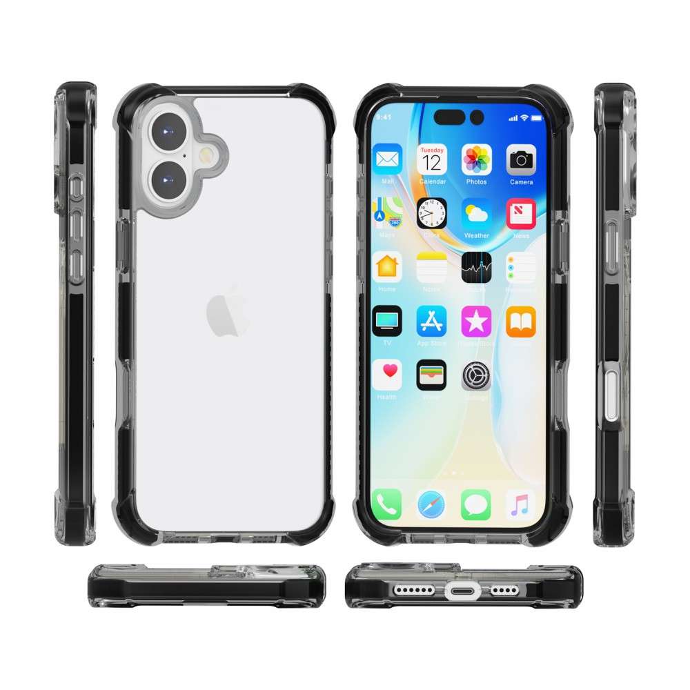 iPhone 16 ütésálló szilikon hátlap, Fekete - Image 3