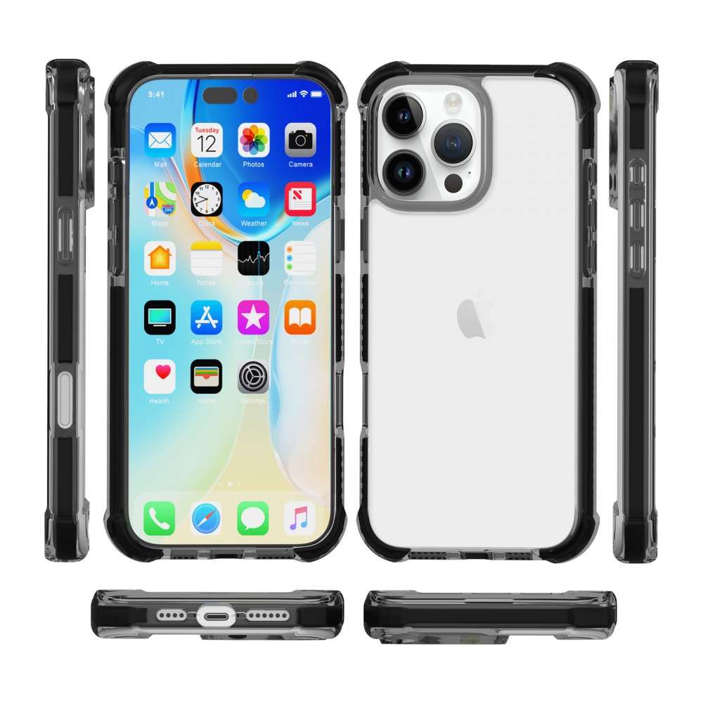 iPhone 16 Pro ütésálló szilikon hátlap, Fekete - Image 3