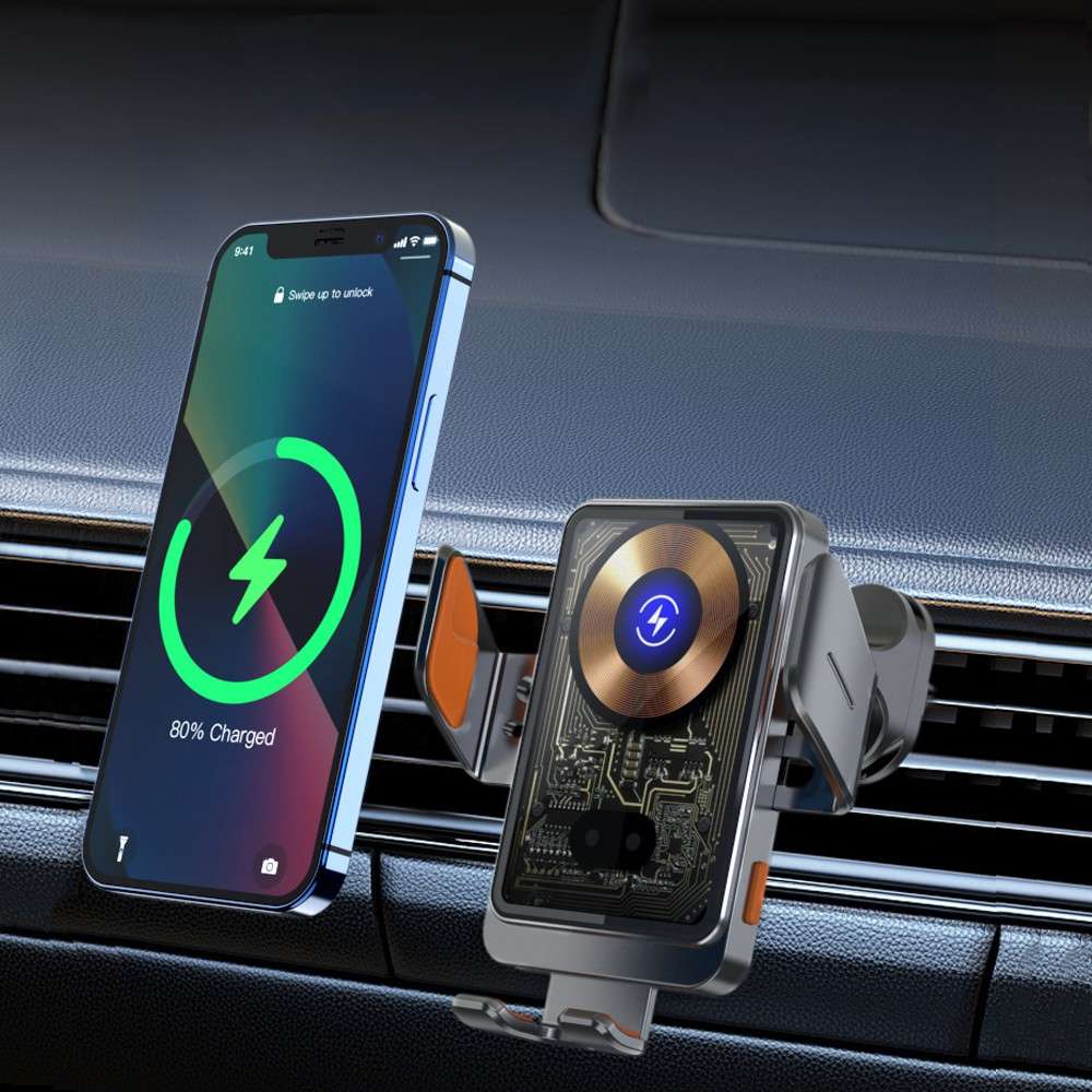 Autós telefontartó szellőzőrácsra wireless töltő funkcióval,átl. - Image 2