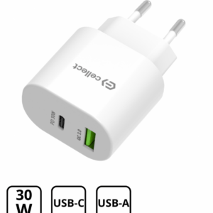 Hálózati gyorstöltő adapter 30W, Fehér