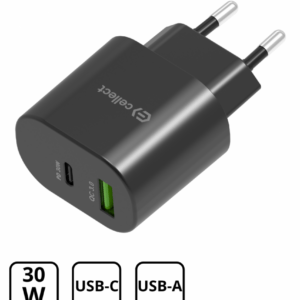 Hálózati gyorstöltő adapter 30W, Fekete