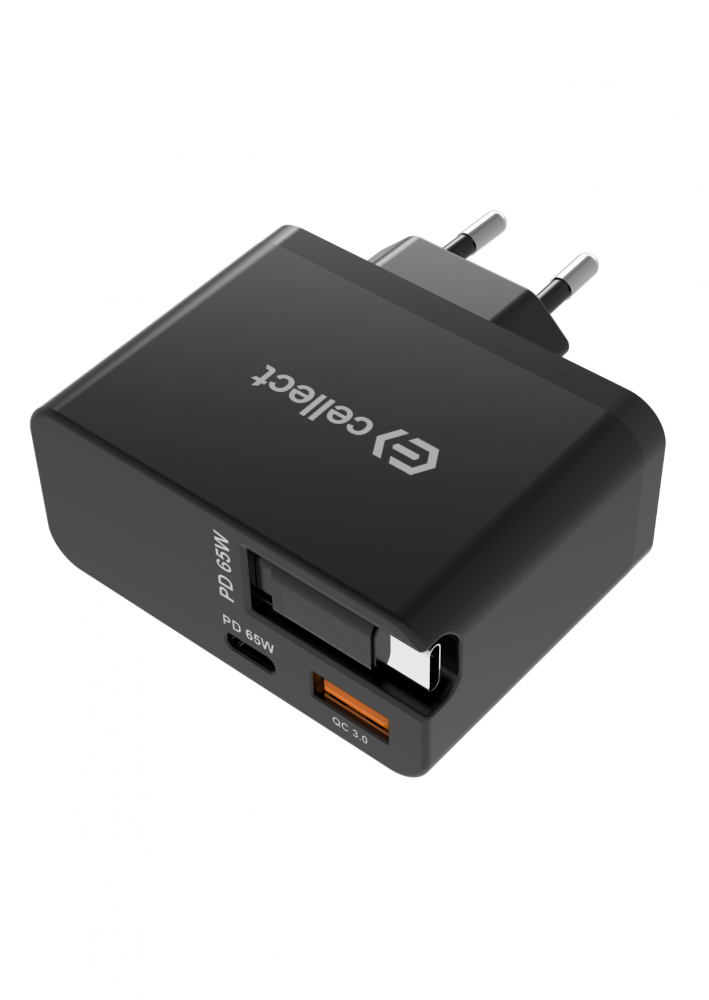 65W hálózati töltő beépített kábellel, Fekete - Image 2