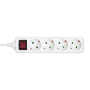 Q-LINK 75.017.55 4-es elosztó kapcsolóval, max. 3680 W, 1,5 m vezeték, gyermekvédelem, fehér