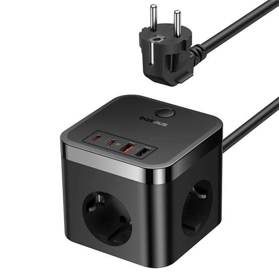 Baseus PowerCombo Cube töltőállomás 30W, 3×CEE 7/3, 2×USB Type-A, 2×USB Type-C