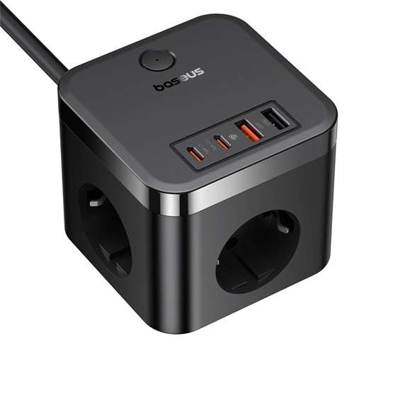 Baseus PowerCombo Cube töltőállomás 30W, 3×CEE 7/3, 2×USB Type-A, 2×USB Type-C - Image 3