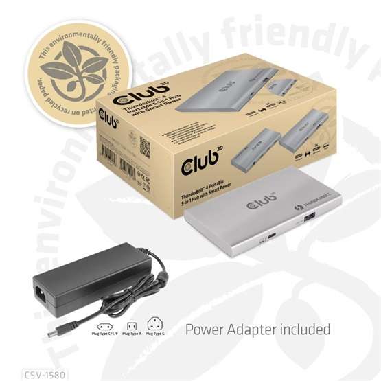 Club3D Thunderbolt 4 Portable 5-in-1 Hub with Smart Power - Image 2