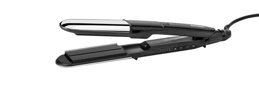 BaByliss ST496E Steam Shine Styler gőzölős hajvasaló és göndörítő, fekete-ezüst