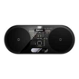 Baseus Digital LED Display 2-in-1 vezeték nélküli töltő 20W, fekete + 3A USB Type-A – USB Type-C,  1m kábel
