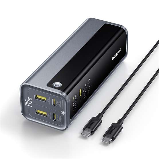 Baseus EnerGeek GP12 gyorstöltő powerbank 20800 mAh, 145W, szürke + 100W USB Type-C, 1m kábel - Image 3