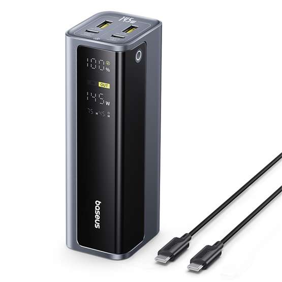 Baseus EnerGeek GP12 gyorstöltő powerbank 20800 mAh, 145W, szürke + 100W USB Type-C, 1m kábel - Image 2