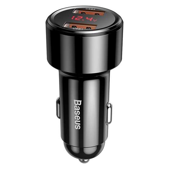 Baseus Magic autós gyorstöltő 45W, 2×USB Type-A, fekete