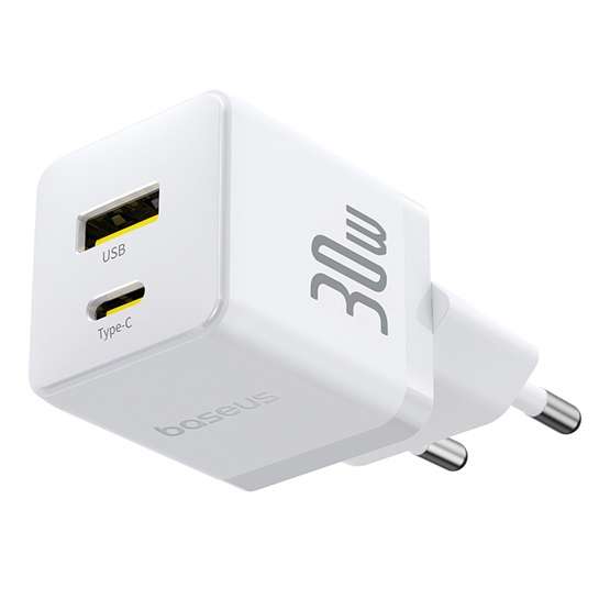 Baseus Palm hálózati gyorstöltő 30W, USB Type-C + USB Type-A, fehér - Image 2