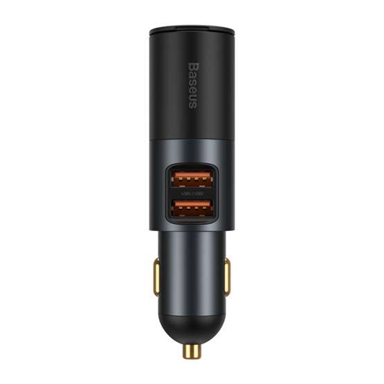 Baseus Share Together autós gyorstöltő, 60W, 2×USB Type-A + szivargyújtó kimenet, szürke