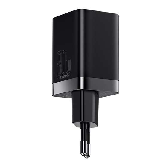 Baseus Super Si Pro hálózati gyorstöltő 30W, USB Type-C + USB Type-A, fekete - Image 3