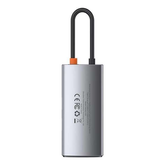 Baseus Metal Gleam 4-in-1 USB Type-C HUB dokkoló állomás, szürke - Image 2