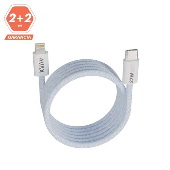 AVAX CB611LB MAGNETY 27W USB-C - LIGHTNING mágneses gyorstöltő kábel, fonott, világoskék - 1m - Image 3