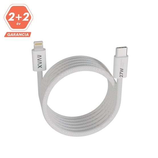 AVAX CB611W MAGNETY 27W USB-C - LIGHTNING mágneses gyorstöltő kábel, fonott, fehér - 1m - Image 3