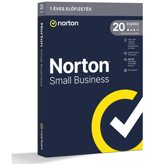 Norton Small Business 2.0 - 21463594 - 250GB HU 1 felhasználó, 20 eszköz / 1 év, dobozos